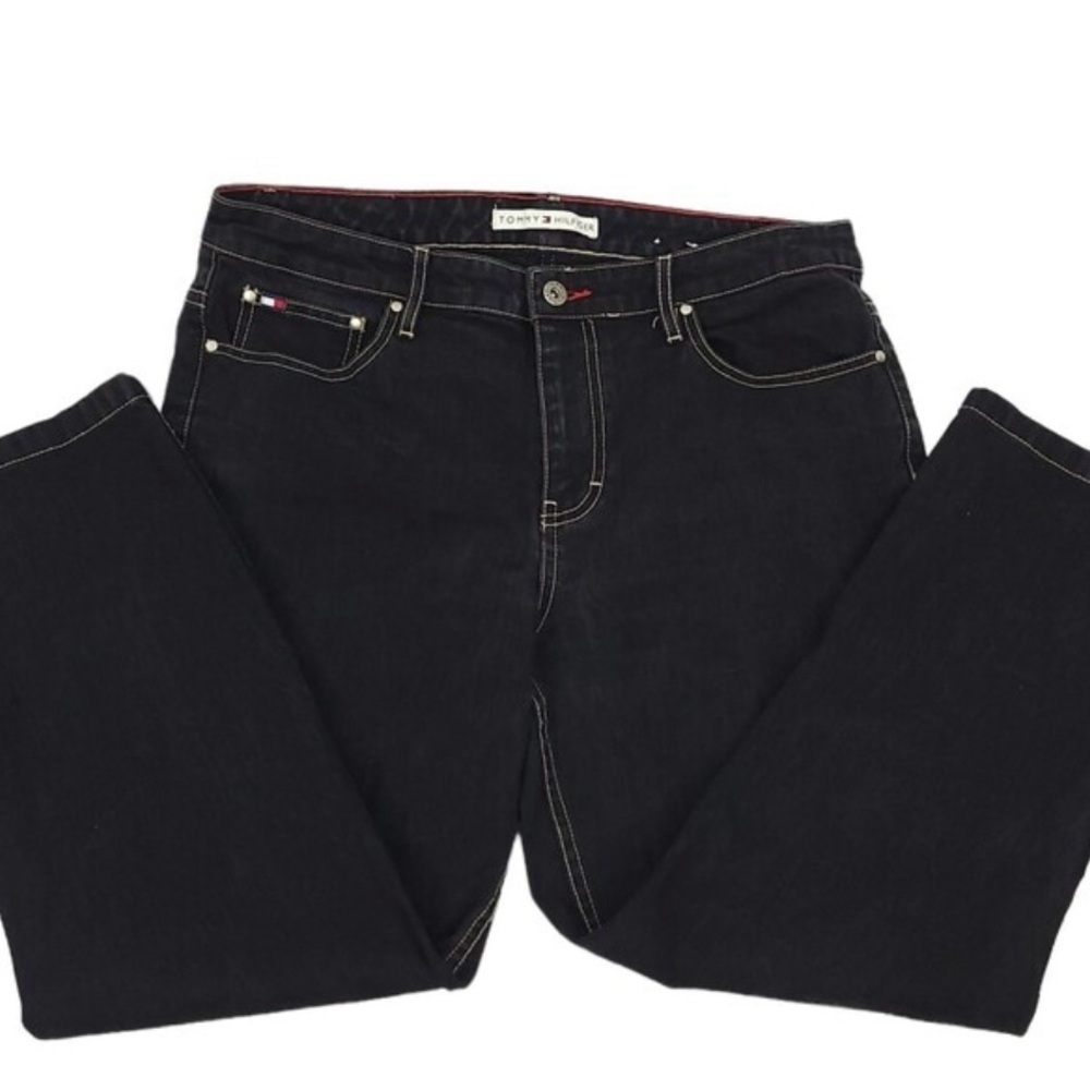 Vintage Tommy Hilfiger Capri Denim Womens Size 8 Side Slit Leg Black Y2K NWOT - Picture 5 of 9
